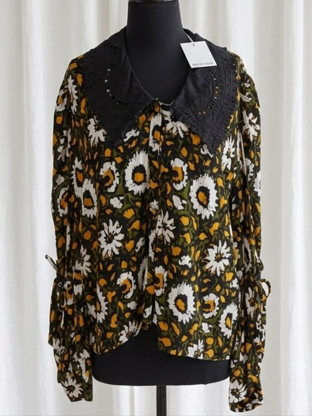 Walter Baker Black Bionca Floral Collared Blouse
